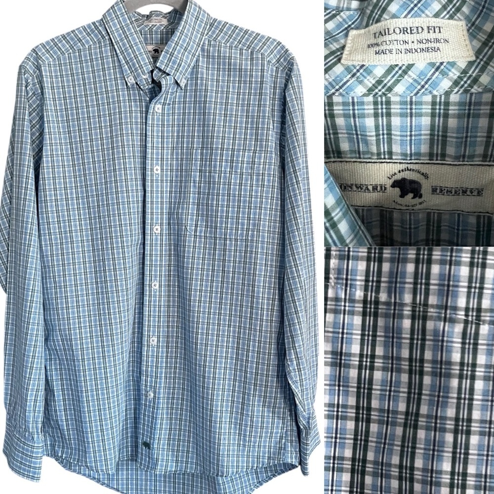 Edward Kennedy Men's Blue Plaid Casual Button Down Shirt